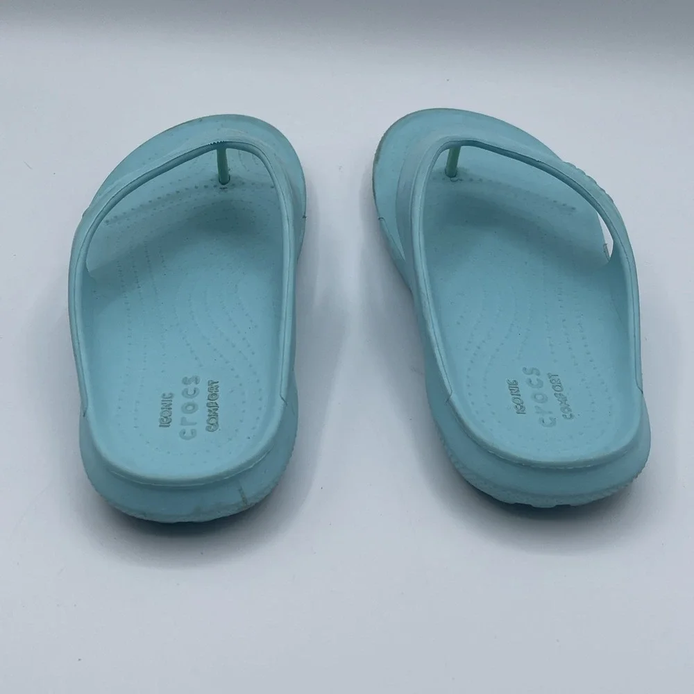 Crocs Kids Flip Flops Turquoise  Size J3 Comfort Summer Thongs Beach Sandals